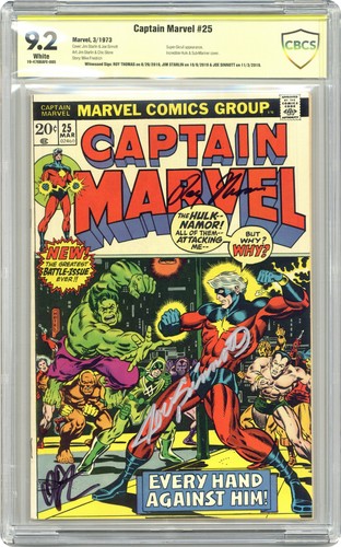 Captain Marvel #25 CBCS 9.2 Witnessed Sig 1973 19-476BAFE-005
