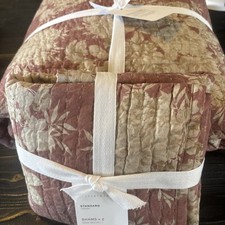 3 Pc Set Pottery Barn Juliette Toile Quilt + 2 Standard Shams Queen Rosewood NEW