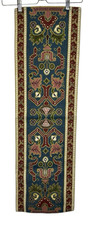Hand Embroidered Floral Table Runner Tapestry Eastern European Turkish Blue Red