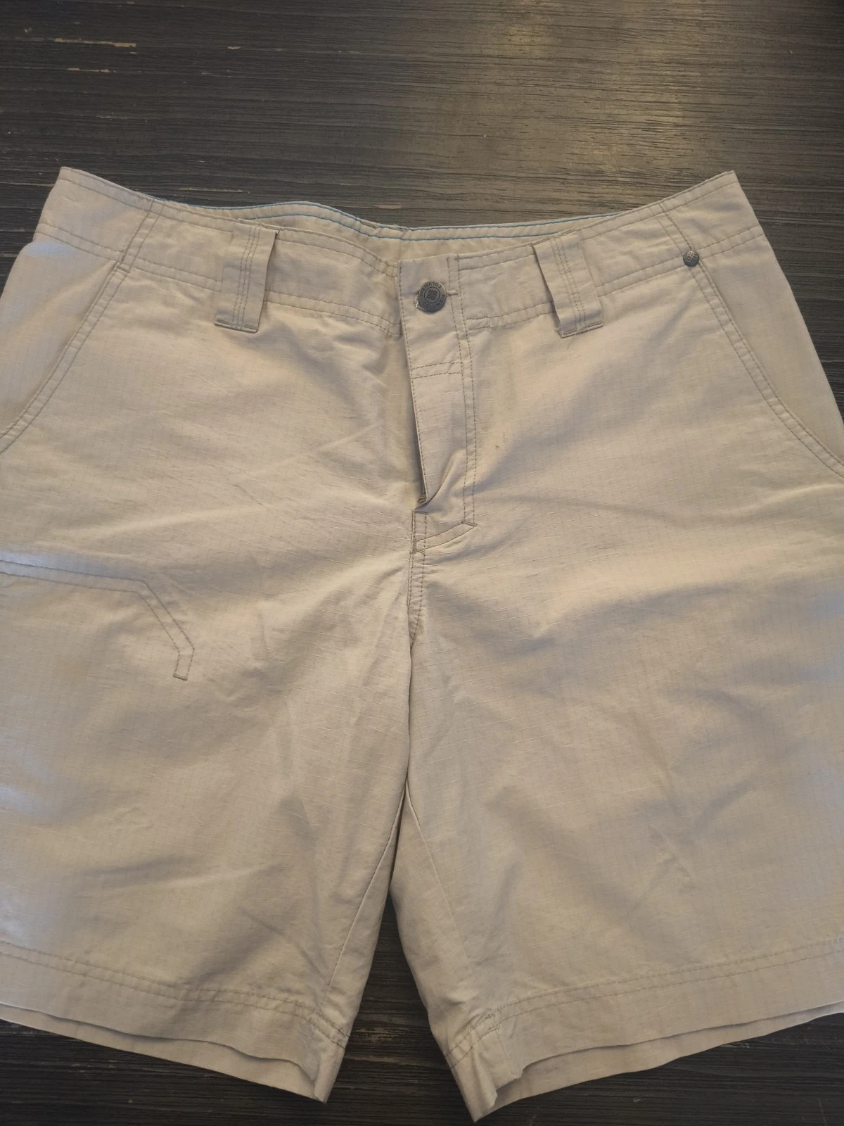Columbia Mens Hiking Shorts Size 32 Nylon Blend Off White Grey Outdoor Utility 9