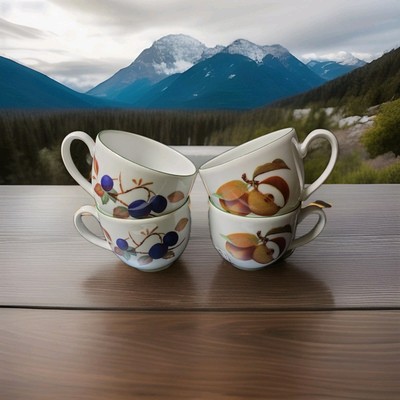 6 (see notes) Royal Worcester Evesham Gold Trim Porcelain Teacups Ex. Condition