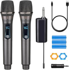 Wireless Microphone, Rechargeable Fixed Frequency Wireless Dual Microphone, Dual