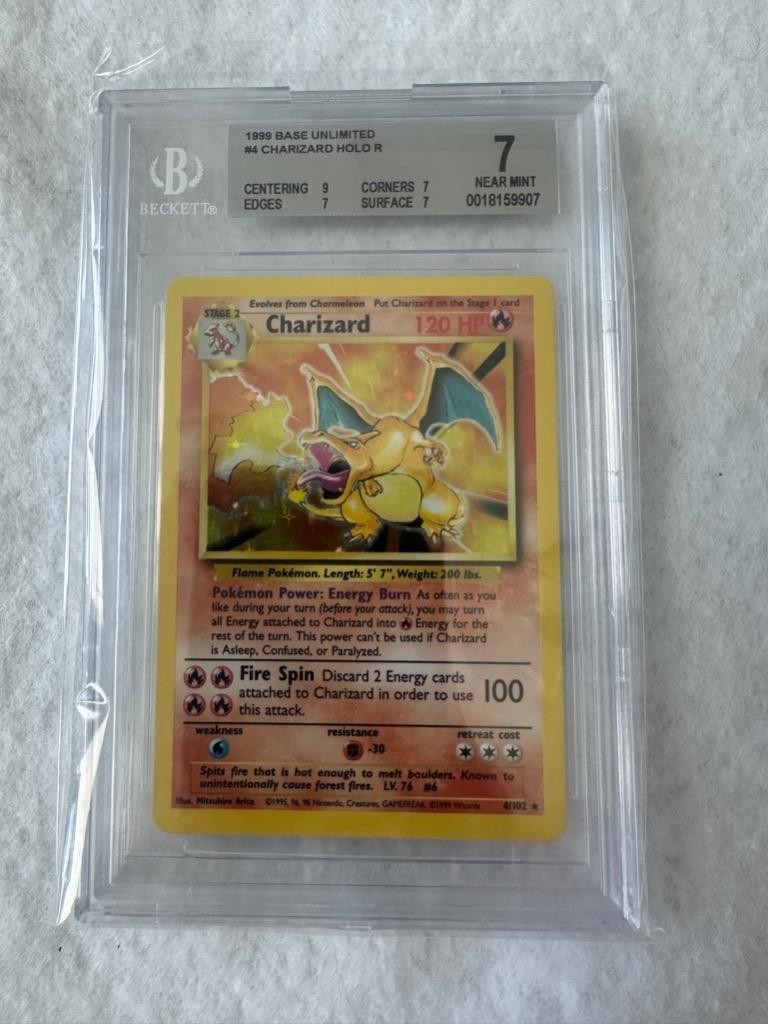 Charizard 4/102 Base Set Holo 1999 WOTC Pokemon Card BGS 7 NM NEAR