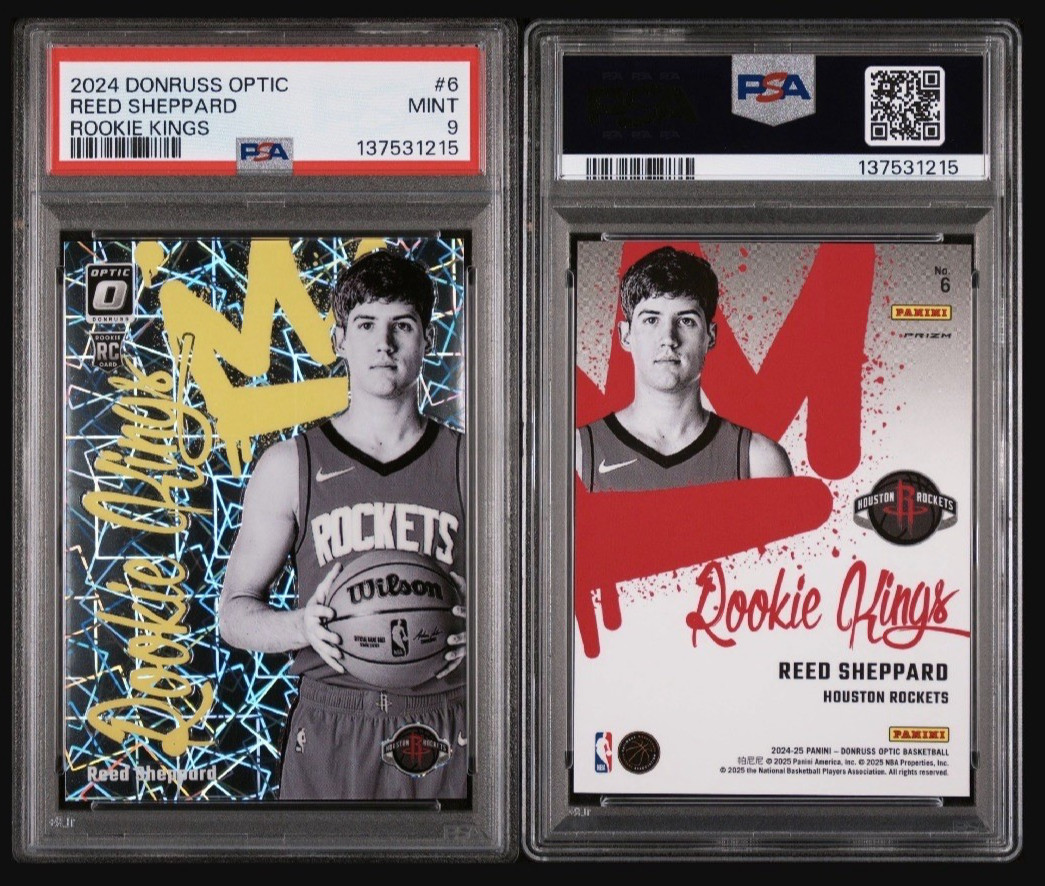 Reed Sheppard 2024-25 Donruss Optic #6 Velocity RC – Rookie King Houston
