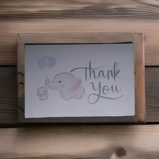 Baby Shower Thank You Card, Elephants, Boys, Blank Cards, Baby Nest Designs,