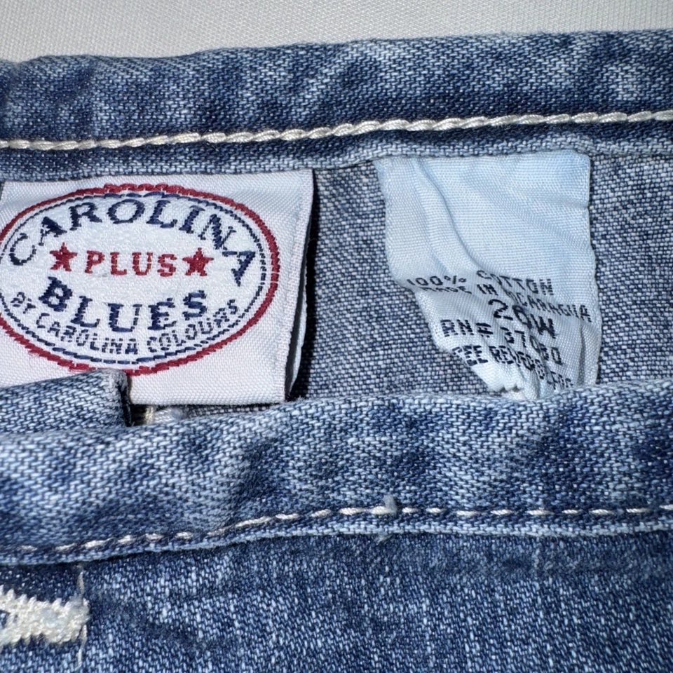 女式复古 Y2K Carolina Blues Plus 牛仔短裤尺寸 26W 复古夏季 70 年代 Vibe — 第 2/4 张图片