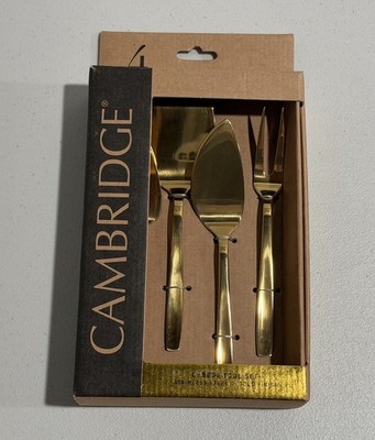 Cambridge 4 Piece Gourmet Cheese Knife/Tool Set Gold Finish Brand New NIB
