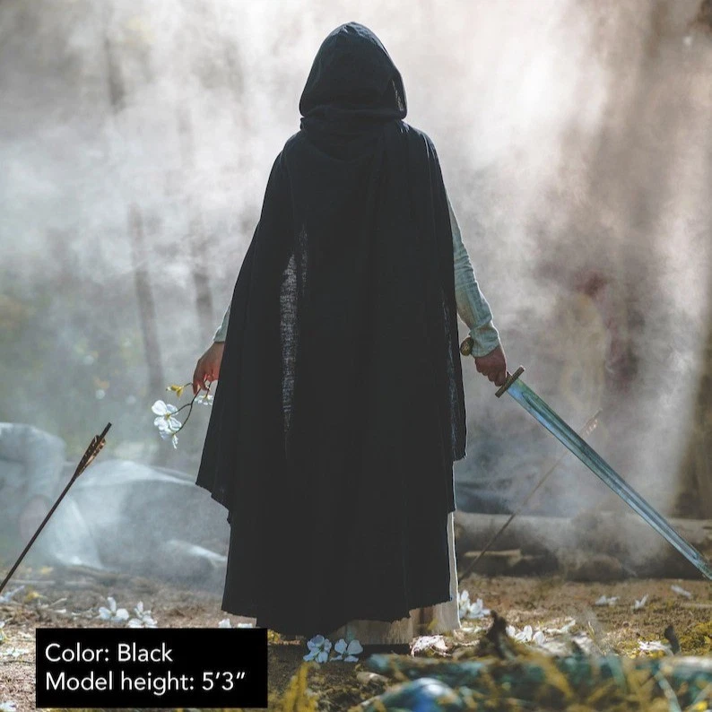 Capa de guardabosques medieval - lino - 6 opciones de color Foto 3 de 4