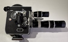 Untested Bolex H16 Reflex 16mm Movie Camera W/ 3 Lenses
