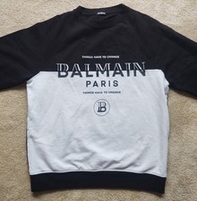 Balmain Paris Black  White Pullover Sweatshirt Size: XXL