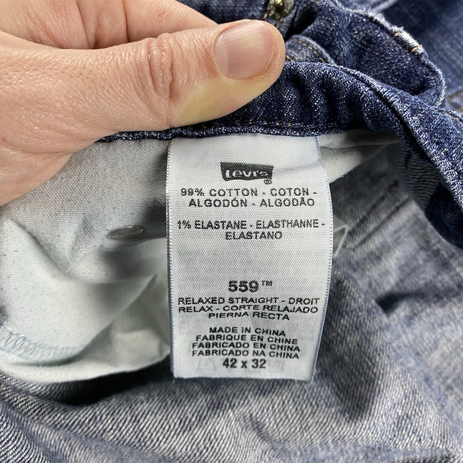 Levis 559 Relaxed Straight Fit Jeans Mens 42x25.5 Blue Medium Wash High Rise