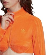 Adidas x Jeremy Scott Orange Velour Cropped Track Top Sz L NWT Streetwear