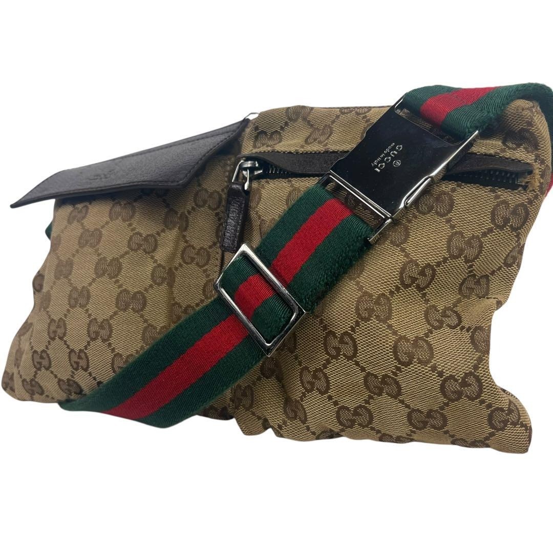 GUCCI GG Canvas Sherry Line Waist Pouch Shoulder Bum Bag Belt Bag