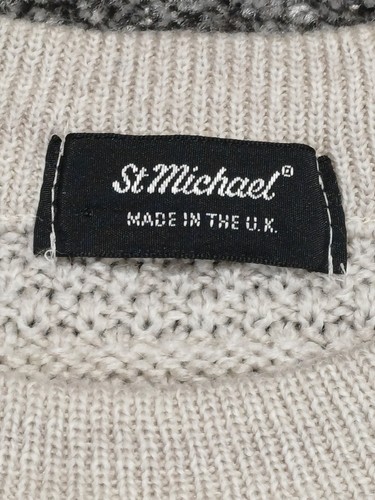 Vintage St Michael Jumper Men Medium Ivor Fair Isle Knit 90s M&S 1990 Crew Neck - Picture 6 of 12