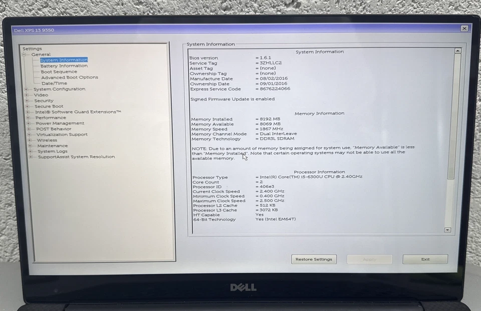 Dell XPS 13 9350 13.3" – Intel Core i5-6300U 2.3GHz | 8GB RAM | No SSD | - Image 2 of 4
