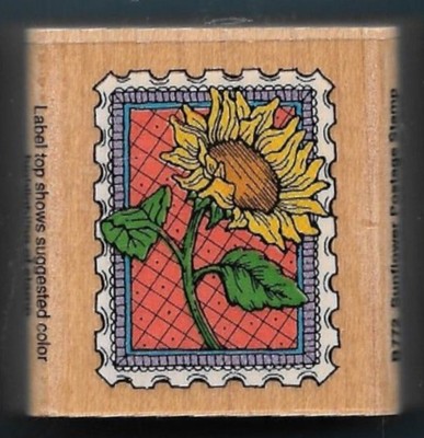 SUNFLOWER FLOWER Envelope POSTAGE POST Postcard mail Hero Arts wood RUBBER CRAFT