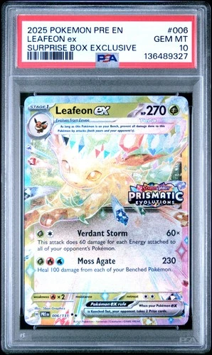 2025 POKEMON PRE EN-PRISMATIC EVOLUTIONS #006 LEAFEON EX PSA 10