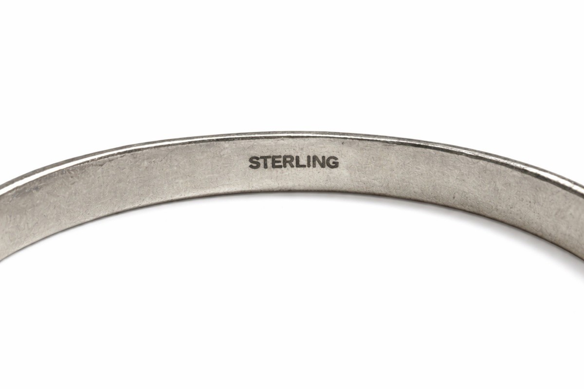 Sterling Silver STERLING Engraved Bangle Bracelet Vintage Style Women's View 3