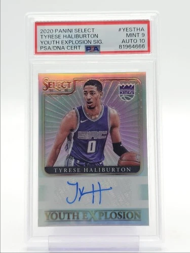 TYRESE HALIBURTON 2020-21 SELECT YOUTH EXPLOSION SILVER AUTO PSA 9 Q0481