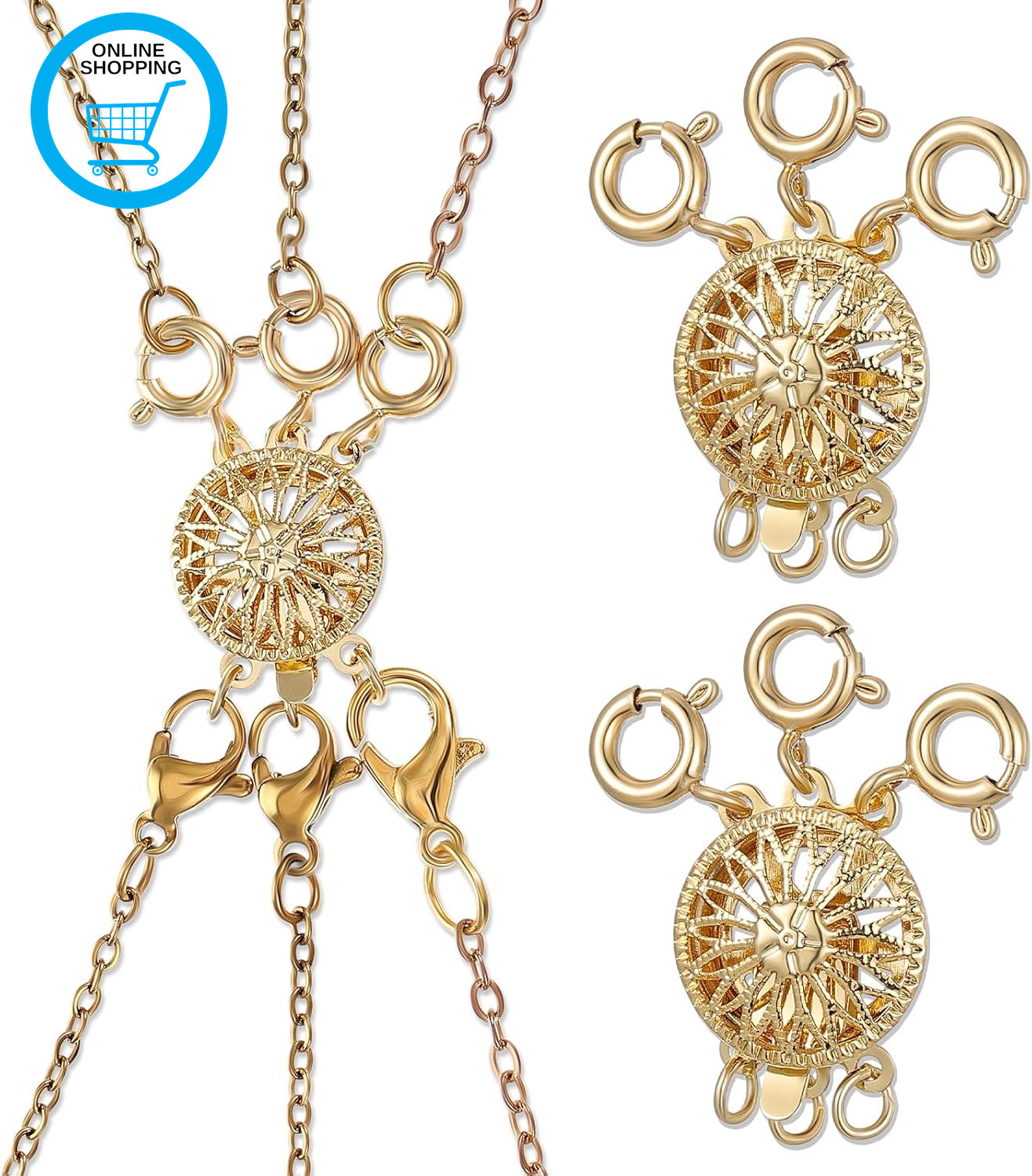 2Pcs Necklace Layering Clasps Separator for Women Gold Necklace Separator Clasp