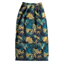90s Vintage Tropical Palm Print Midi Skirt Dark Floral size Medium