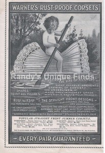 1904 Warner's Rust-Proof Corsets Vintage Print Ad Young Girl Floating on Corset