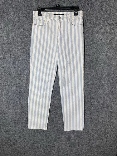 J BRAND Jules Striped High Rise Straight leg Jeans Size 28 Blue White Striped - Picture 5 of 23