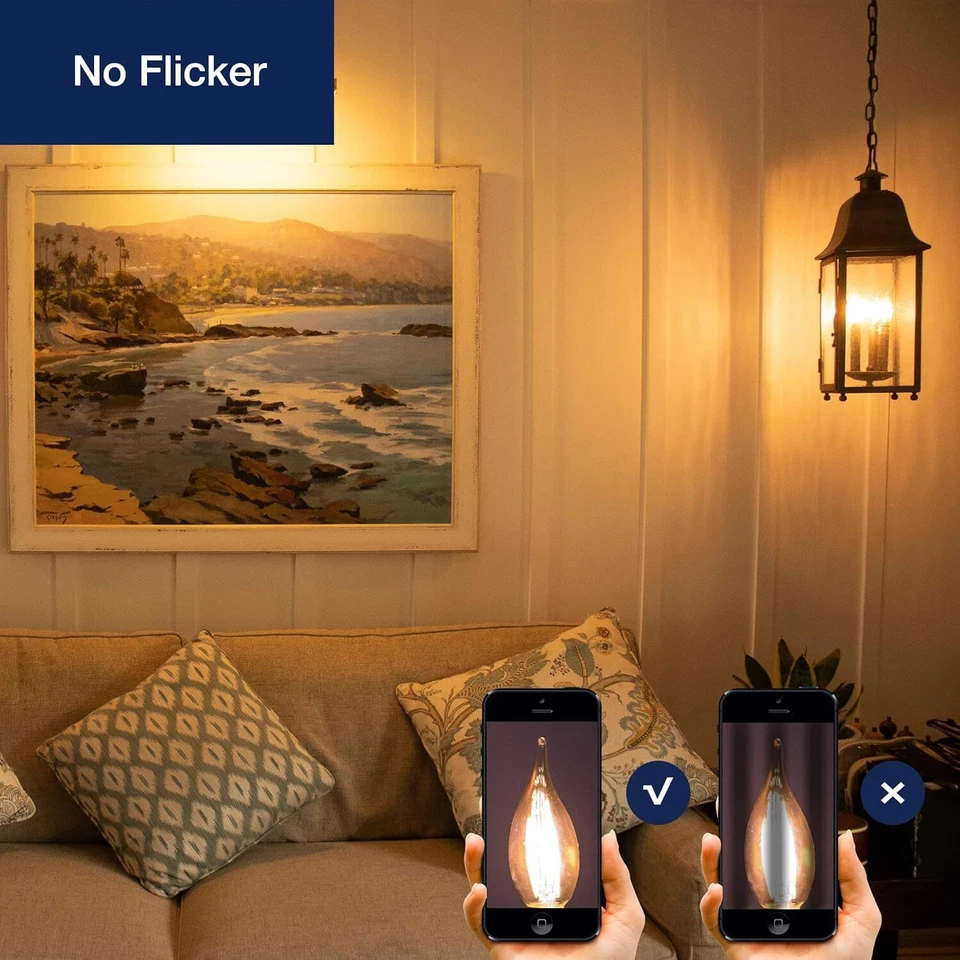 Diodesy 4PK LED Spunlite Light Bulb Satin C11, E12, All Dimmer, 2700K, 4W, 40W - Image 4 of 4