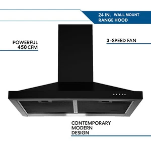 Hotte murale de la cuisine 24 Éventail à gaz d'échappement de pouce 450CFM 3-Speed w/LED Nouveau