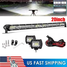 40" 2400W LED Slim Light Bar Combo Spot Flood Truck Offroad+4"Pods Kit 21 42