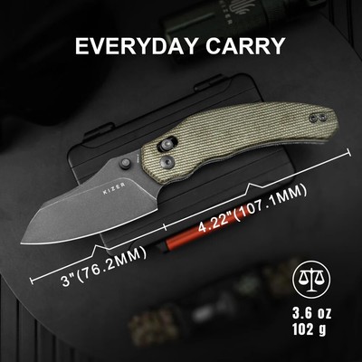 Messer Kizer Bulldog Clutch Lock Green Micarta Klinge Nitro-V IKBS KIV3672A3
