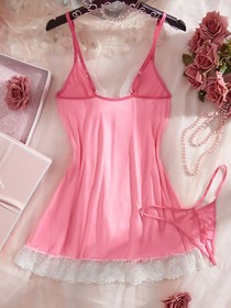 Women's Summer Sexy Lingerie G-string Lace Nightdress Babydoll Open Front Dress