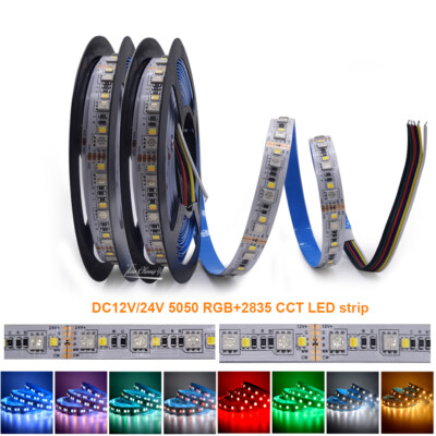 5M RGBCCT 120LEDs/m LED strip light 12V/24V 5050 RGB+2825 2in1 CCT Flexible Tape