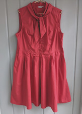 eShakti Womens Plus 2X 20W Dress Fit Flare Pockets Full Skirt Gathered Pussy Bow
