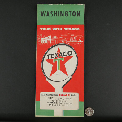 1958 Tour With Texaco Washington Map - Bill Everts - Seattle