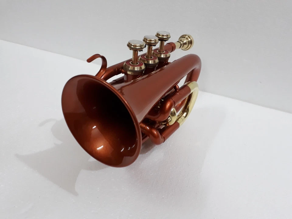 HERMOSA CALIDAD SONIDOS NUEVO COBRE LATÓN ACABADO Bb BOLSILLO TROMPETA ESTUCHE LIBRE Foto 2 de 4