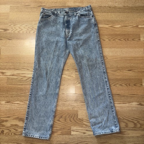 Levis Relaxed Leather Tag Acid Wash Two Horse 38x32 Demin Jeans Made In USA - Bild 2 von 9