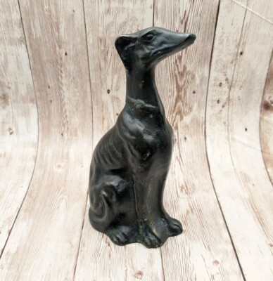 Vintage Cast Bronze Greyhound Whippet Dog Sculpture Figurine 