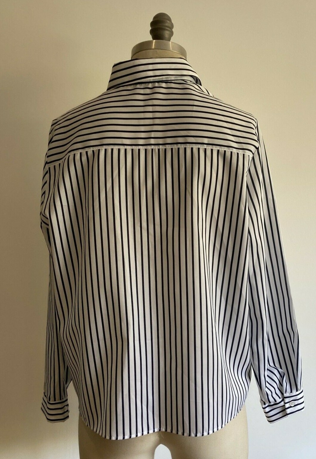 1980s Vintage French Navy/White Striped St Michael Blouse/Shirt Size 14 UK, BNWT 4
