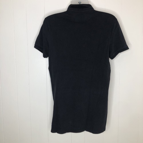 Hollister Large Mens Epic Flex Stretch Black Rose Embroidered Polo Shirt - Picture 5 of 11