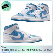Nike Air Jordan 1 Mid White / Legend Blue FZ2142-114 Men's US4-14 NEW