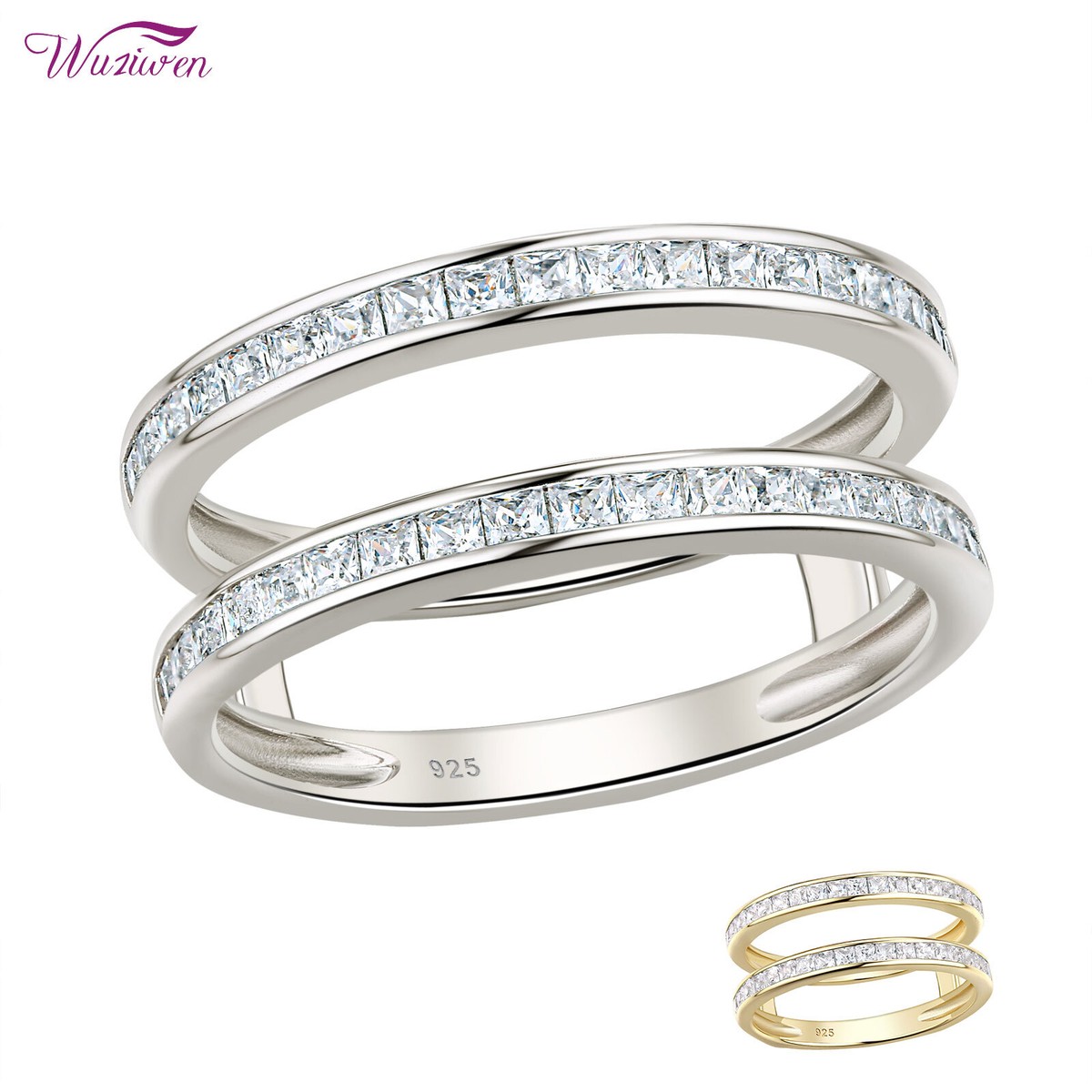 Wuziwen Wedding Bands for Her Ring Enhancers for Engagement Rings Cubic  Zircon