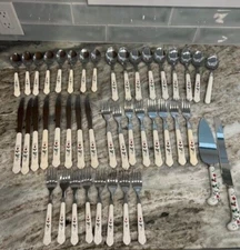 Pfaltzgraff Winterberry Stainless Flatware 43 Pieces Setting For 8 Plus Extras