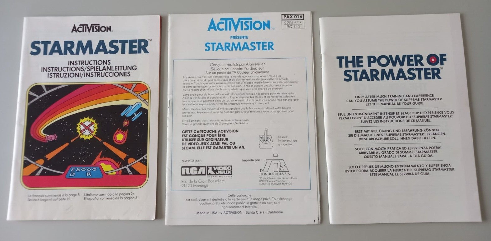 Trois notices multilingues pour jeu Atari 2600 