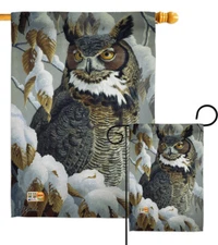 Great Horned Owl Birds Spring Garden House Yard Flag Banner