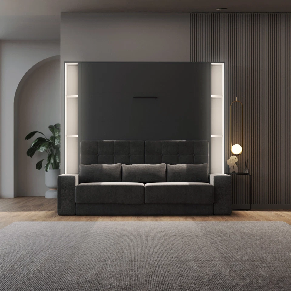 SMARTBett Schrankbett Set mit Sofa M1 180x200 + 2 Standregale inkl.LED  - Bild 2 von 4