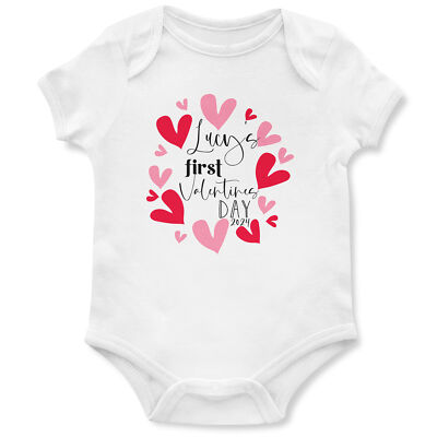 Personalised First Valentines Day Babygrow Baby customised saint