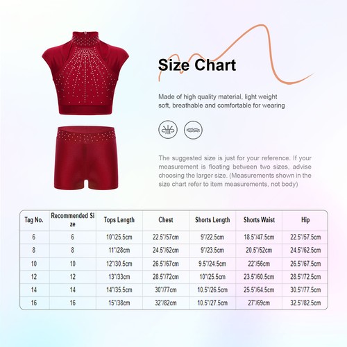 Kids Girls Outfit Active Shorts Sleeveless 2 Piece Sequins Crop Top Mock Neck - Picture 62 of 85