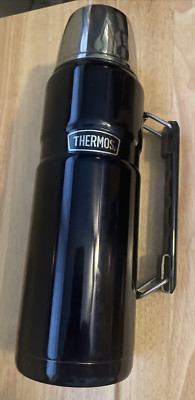 Thermos 40 oz / 1.2 L Stainless King Beverage Bottle Midnight Blue w/ Handle