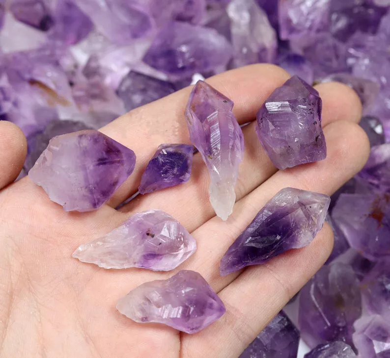 100%Natural Purple Amethyst Crystal Rough Birthstone Healing crystals  gemstone